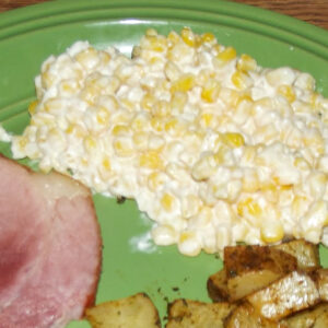 Slow Cooker Corn with Cream Cheese on Plate
