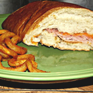 toasted french loaf ham and cheese sandwich