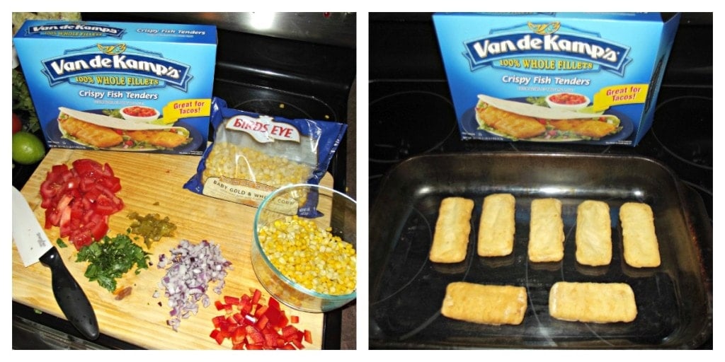 fish tacos and corn salsa