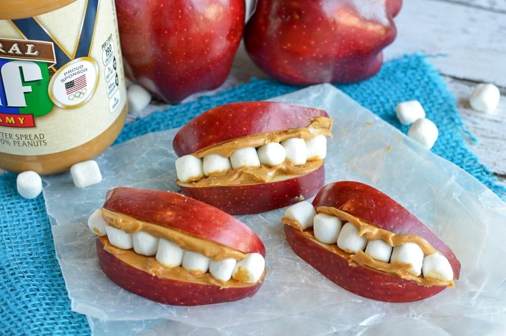 Peanut Butter Apple Monster Mouth for Halloween