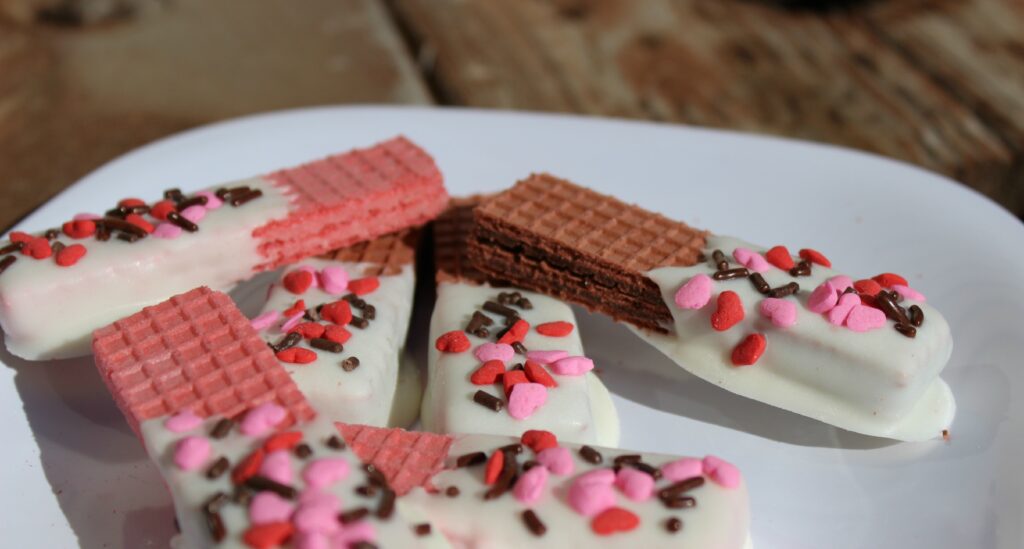 Valentine's Day Dipped Wafer Cookies