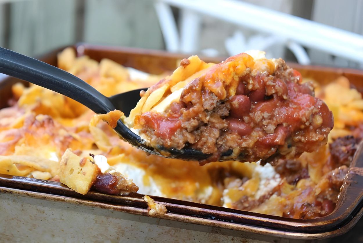 Chili Cheese Frito Casserole.