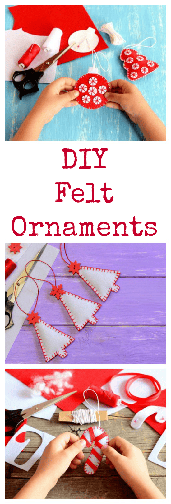 Homemade Felt Christmas Tree Ornaments are a fun, pretty and easy-to-make Christmas craft project for both kids and adults!