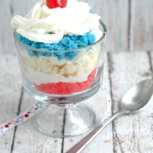 patriotic trifle with red white and blue layers