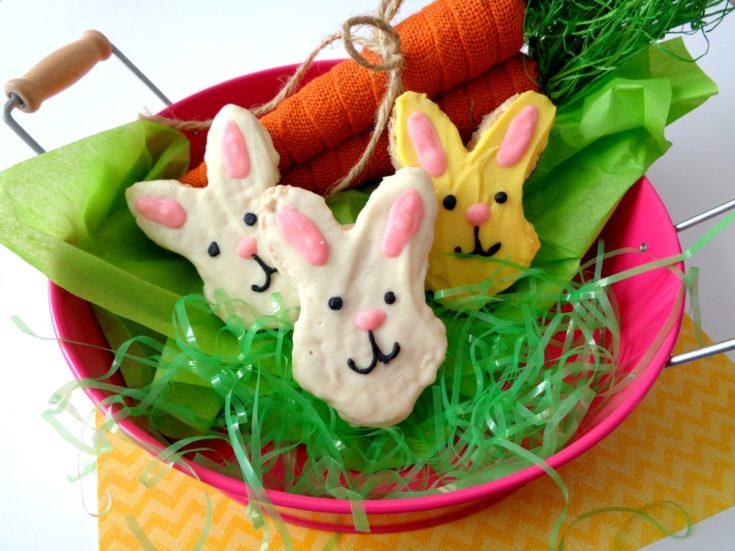 White Chocolate Covered Easter Bunny Rice Krispies Treats