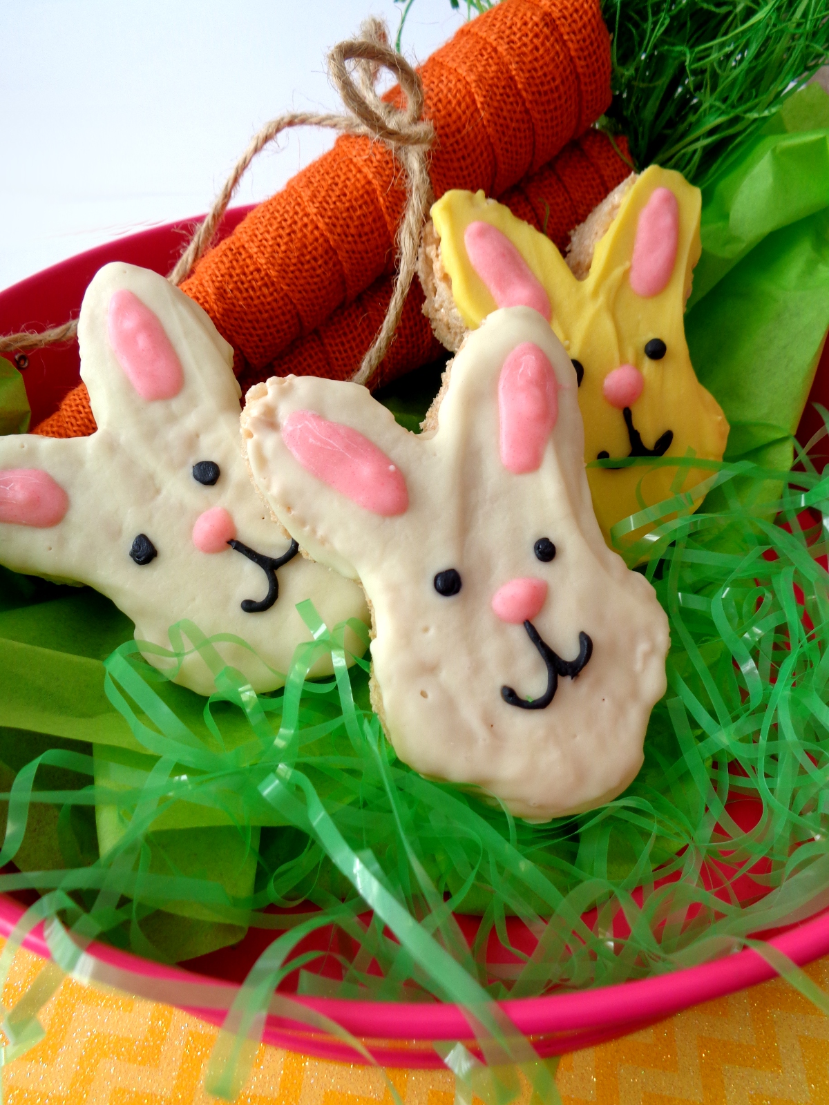 White Chocolate Covered Easter Bunny Rice Krispies Treats - Chic n Savvy
