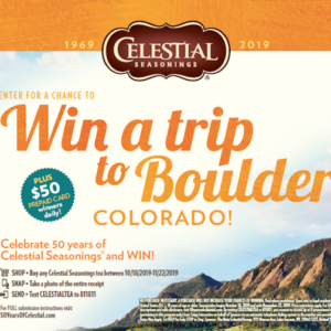 Celestial Seasonings Boulder Colorado Sweepstakes