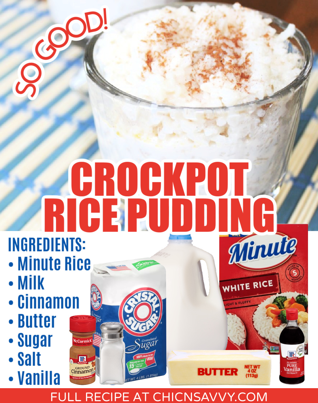 Crockpot Rice Pudding with Ingredient Photos