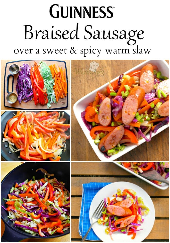 Beer Braised Sausage On Sweet & Spicy Warm Slaw