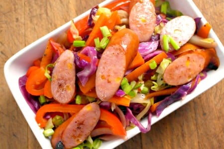 Beer Braised Sausage with Slaw