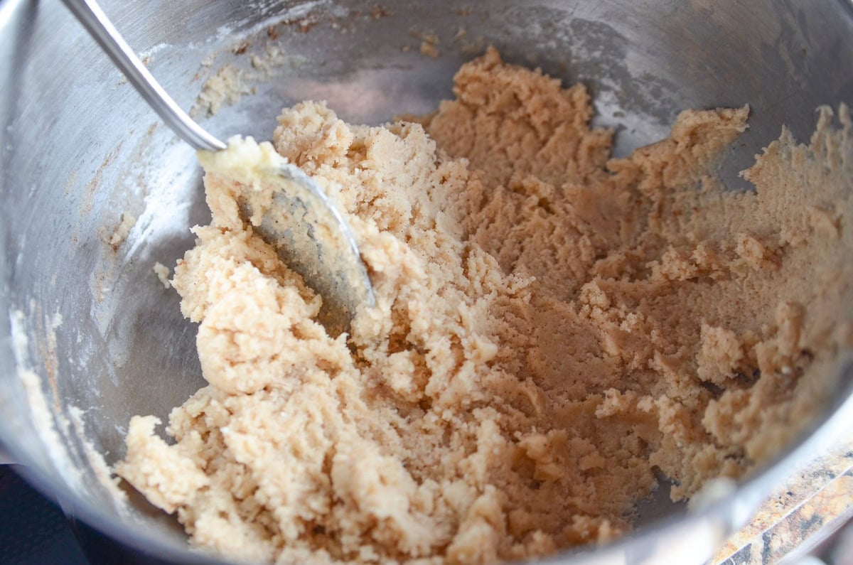 mixing batter for coffee cookies.